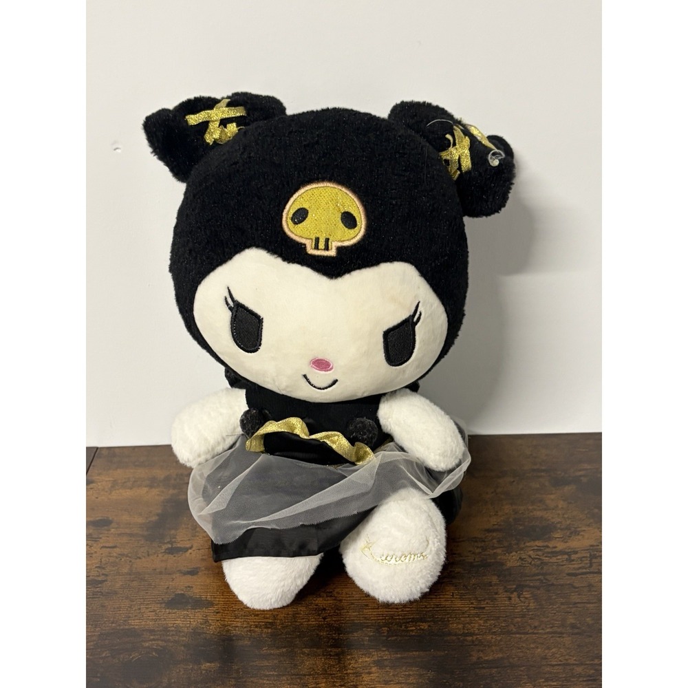 Sanrio Kuromi‎ Black Gothic Moon & Stars Dress Glittering Plush Stuffy 14" Plush